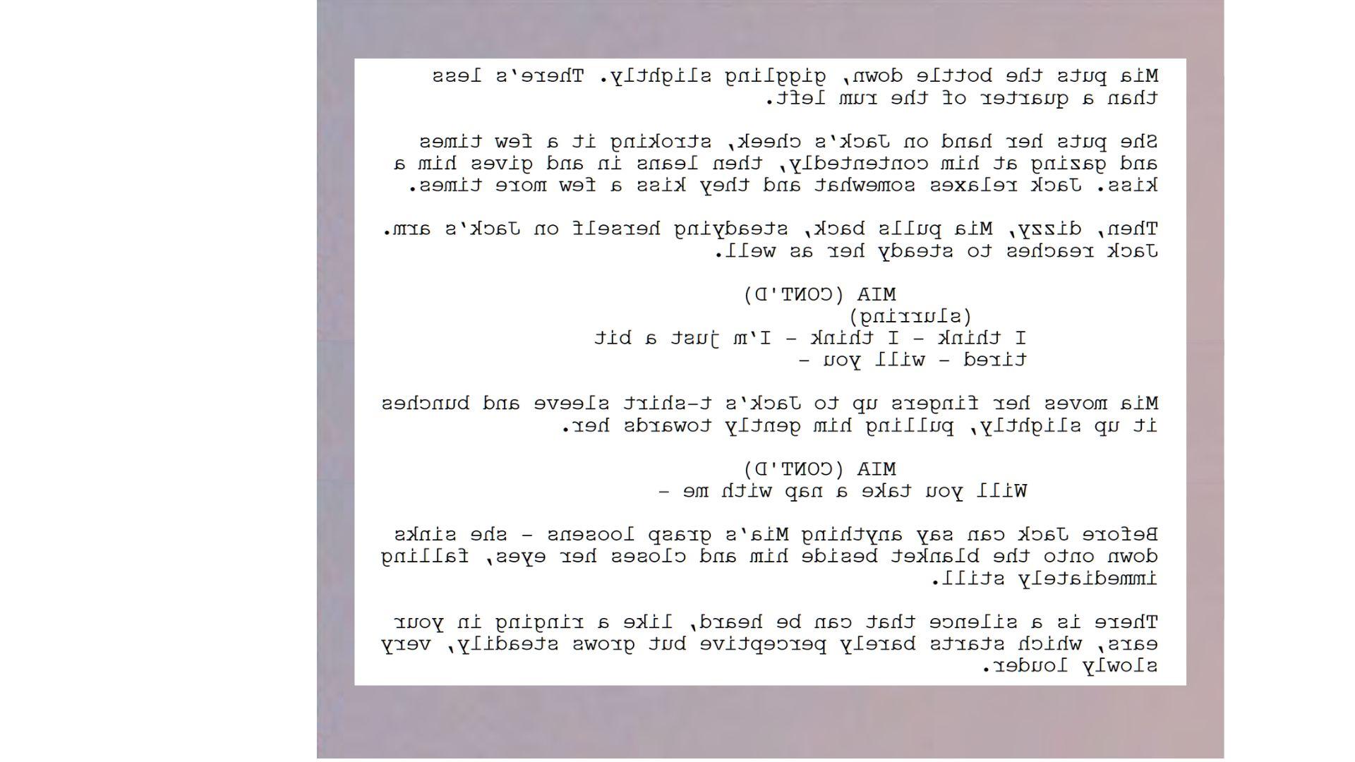 Script excerpt from Tumbling short film